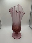 Vintage Fenton Glass Dusty Rose Lily Of The Valley Swung Handkerchief 8" Vase