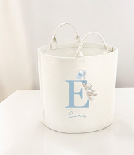 Personalised Teddy Toy Storage, tub, storage basket, Toy box, Nursery Blue Boys