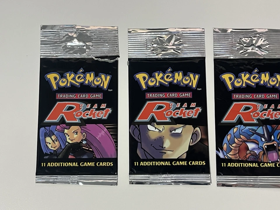 4x Empty Long Crimp Unlimited Team Rocket Booster Pack Art Set Gyarados Giovanni - Image 3 of 4