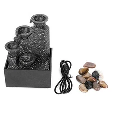 Tabletop Fountain, Indoor 3 Tiered Waterfall Desktop USB Electric Water 