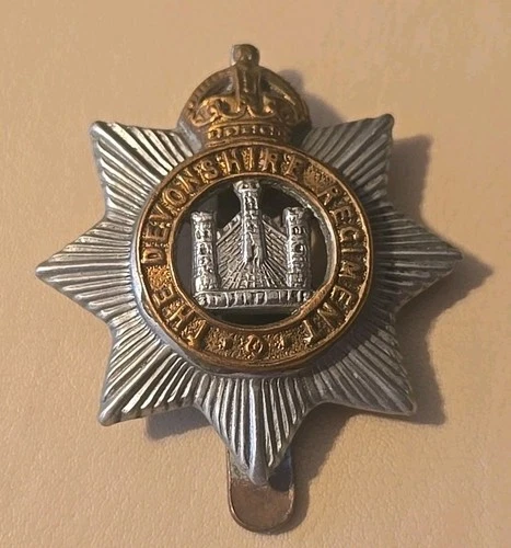 WW1 British Army, The Devonshire Regiment Cap Badge By Frederick Narborough