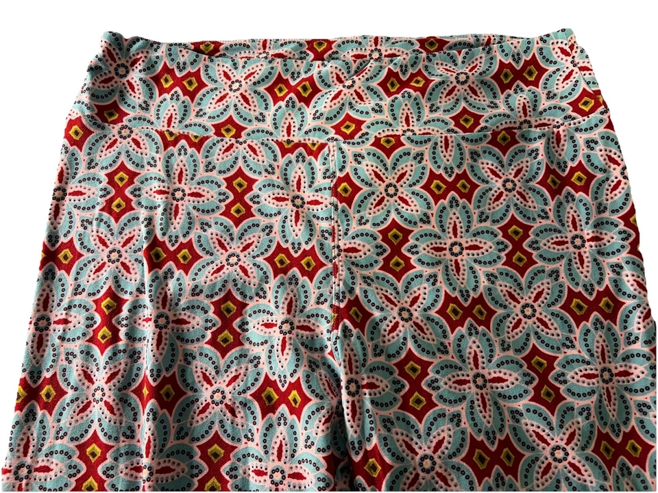 Leggings LuLaRoe Flores Azul Claro y Rojo Talla TC (12-18) Nuevos Sin Etiquetas Foto 3 de 4