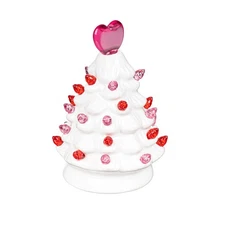 Valentine's Day LED Table Decor Ceramic Heart Tree, 4.65"