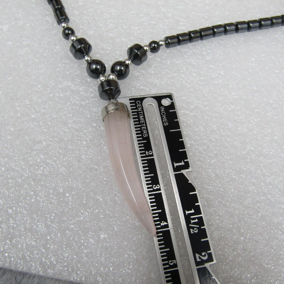 Joyería para hombres adolescentes rosa diente negro hematita elegante informal 18 pulgadas de largo Foto 4 de 4