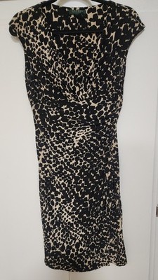Lauren Ralph Lauren Black & Be V-Neck Sleeveless Side Ruched Dress Size 6