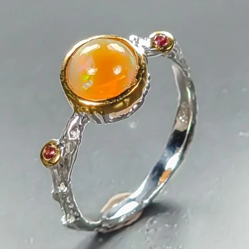 Fashion jewelry Natural Opal Ring 925 Sterling Silver Size 7.5 /R464507