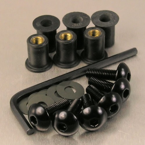 SCREEN BOLT KIT YAMAHA FZS600 FAZER '97-'99 6 BOLT BLACK ALUMINIUM