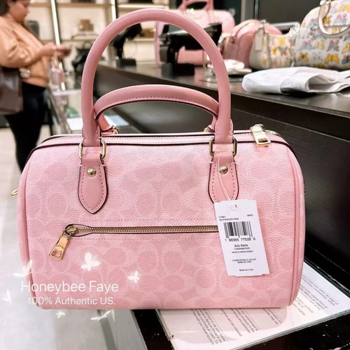 NWT Coach Rowan Satchel Bag In Signature Canvas CV961 pink - Picture 14 of 41