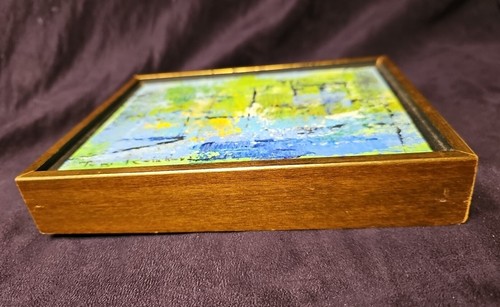 Tori Reinhard Original Acrylic Painting Framed 7 5/8x5.75" Pittsford NY Signed - Picture 9 of 13
