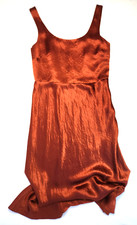 Vince sleeveless satin slip midi scoop neck cocktail casual dress New Sz 4