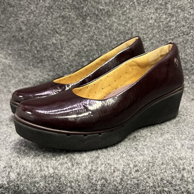 Clarks Artisan Unstructured court shoe UK6 Patent Leather Burgundy