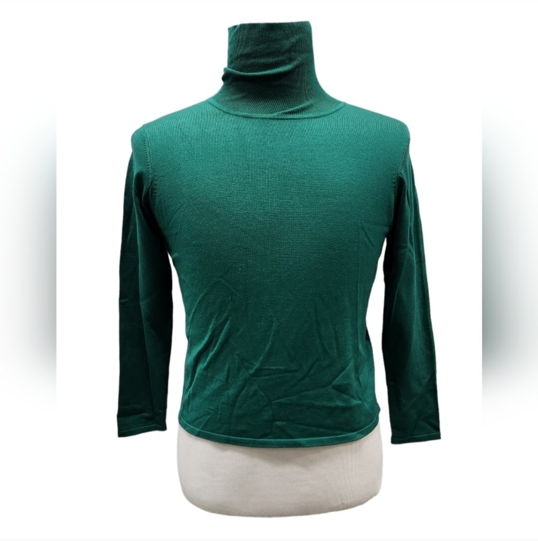 Vintage Pendleton Petite Medium Green Silk Blend Turtleneck