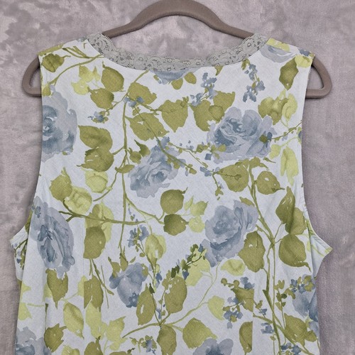 Vintage Norton Studio Dress Xtra Large Linen Blend Blue Floral Shift Cottagecore - Picture 10 of 18