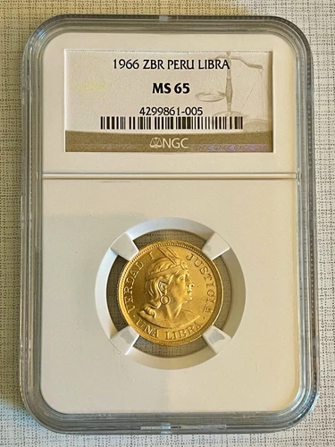 Peru 1966 ZBR Libra Gold NGC MS65 SKU# 4363