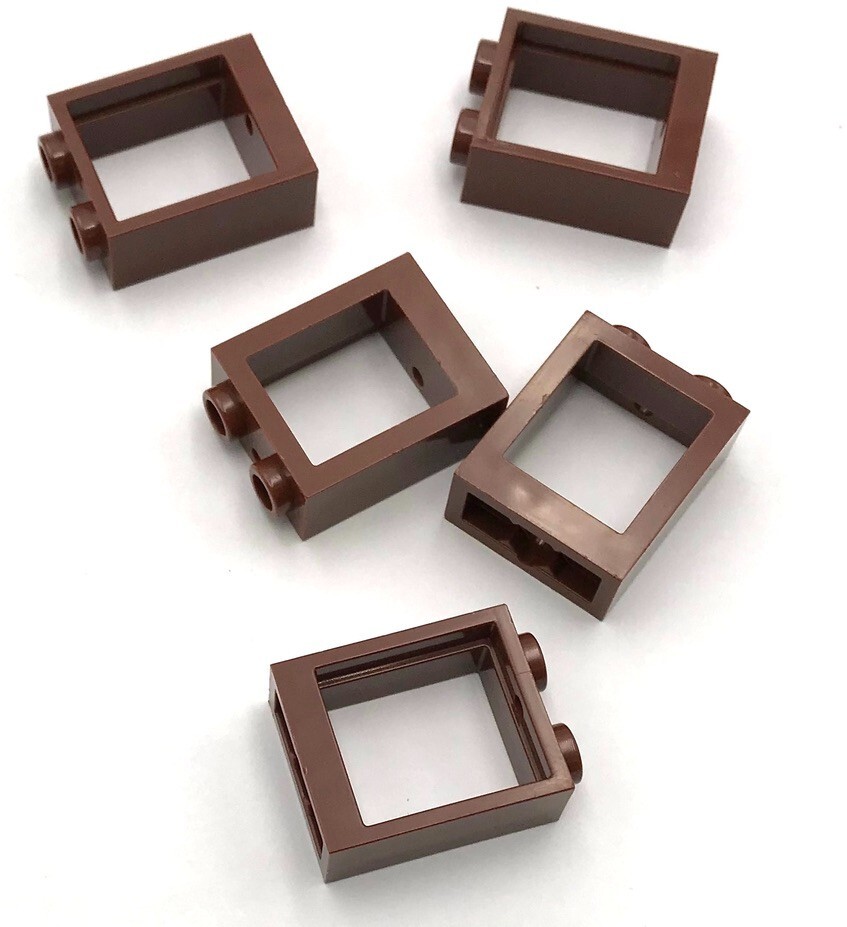 Lego 5 New Reddish Brown Window Frames 1 x 2 x 2 Flat Front Parts