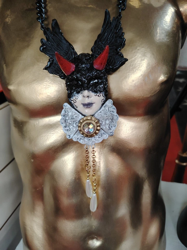 Lucifer Talismán Ángel Negro Amuleto Colgante Satánico Joyería Vudú Magia Ritual Foto 3 de 4