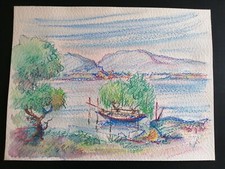 PREVITALI CECCO 1988 LAGO D'ISEO  ACQUERELLO  AZZANO SAN PAOLO BERGAMO