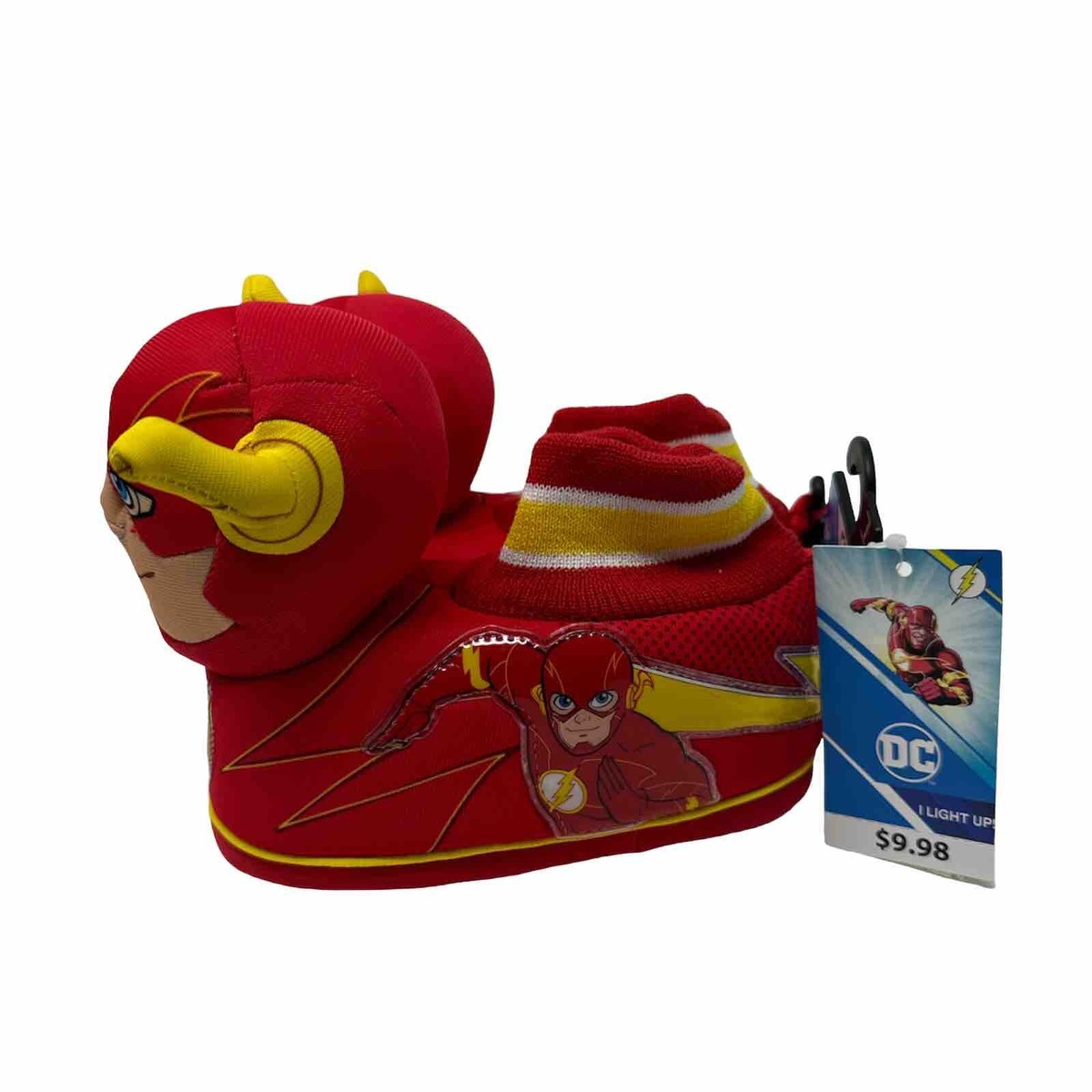 DC Flash Slippers Boys Size Size 7-8 Red Light Up Slip On Shoes
