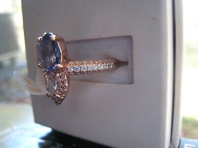 Bomb Party Lab Created Blue Sapphire Rose Gold Plated Band Ring Size 10  RBP2899