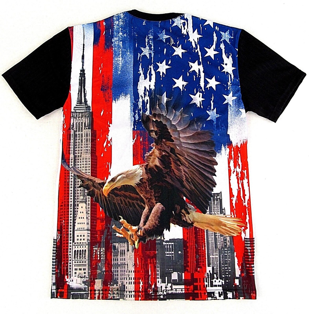 USA Eagle Sublimation T-shirt Stars Stripes Old Glory 2sided Adult Tee Men  New | eBay, image size:1178x1200