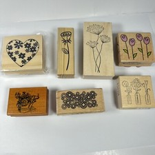Flowers Nature Plants Hearts Rose Wooden Mounted Rubber Stamps Lot Of 7