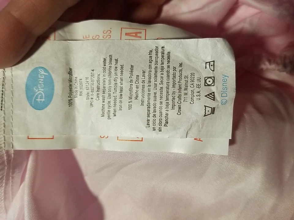 Sábana Cuna Disney ~ Abierta Fuera de Paquete~Nueva Sin Etiquetas~ Rosa Con Flores Foto 2 de 2