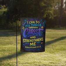 Graffiti Philippians 4:13   Christian Street Style Design Garden flag