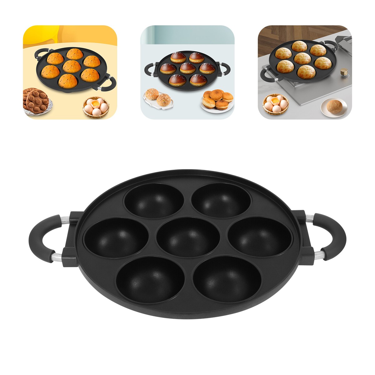 Hole Cooking Cake Pan Cast Iron Omelette Pan Non-Stick Cooking