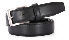 Mens Casual Leather Belts with Single Prong Buckle Basic Dress Belt ,1 1/8" Wide