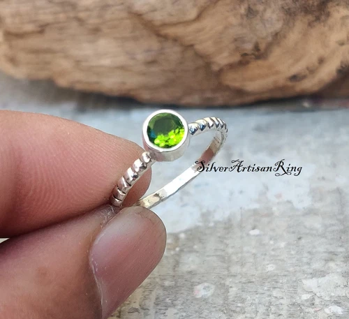 Peridot Ring,925 Silver Ring, Gemstone Ring ,Silver Jewelry ,Handmade   All size