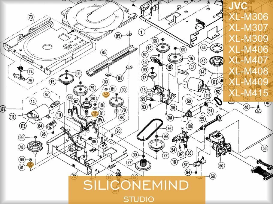 3x Tray gear JVC XL-M306, XL-M307, XL-M309, XL-M406, XL-M407, XL-M408, XL-M409 - Image 4 of 4