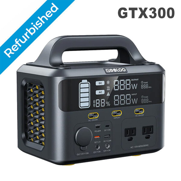 Gooloo gtx300 portable power station 300w 299. 52wh battery solar generator camp