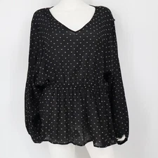 GIGIO PLUS Black Polka Dot Summer Pattern Tunic Top Shirt Blouse Women's Size XL