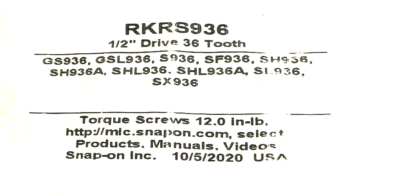 SNAP ON RKRS936 1/2