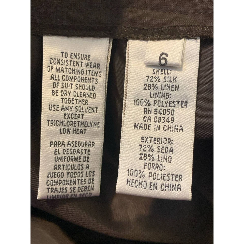 Evan Picone brown silk straight leg pleated pants size 6 - Image 4 of 4