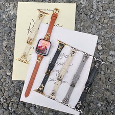 Fashion Genuine Leather Watch Band Strap For iWatch Ultra 2 Series 10 9 8 7 6 SE