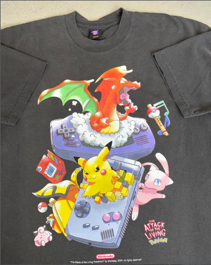 Pokemon Gameboy Charizard Pikachu Mew T-Shirt Shanejag XL Rare New