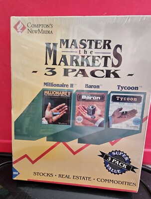 Compton's IBM PC Master the Markets 3 Game Pack Tycoon Baron Millionaire II NEW