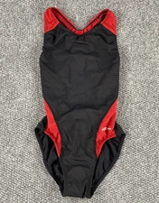 Dolfin Womens Performance Back One Piece Swimsuit Black/Red Size 32