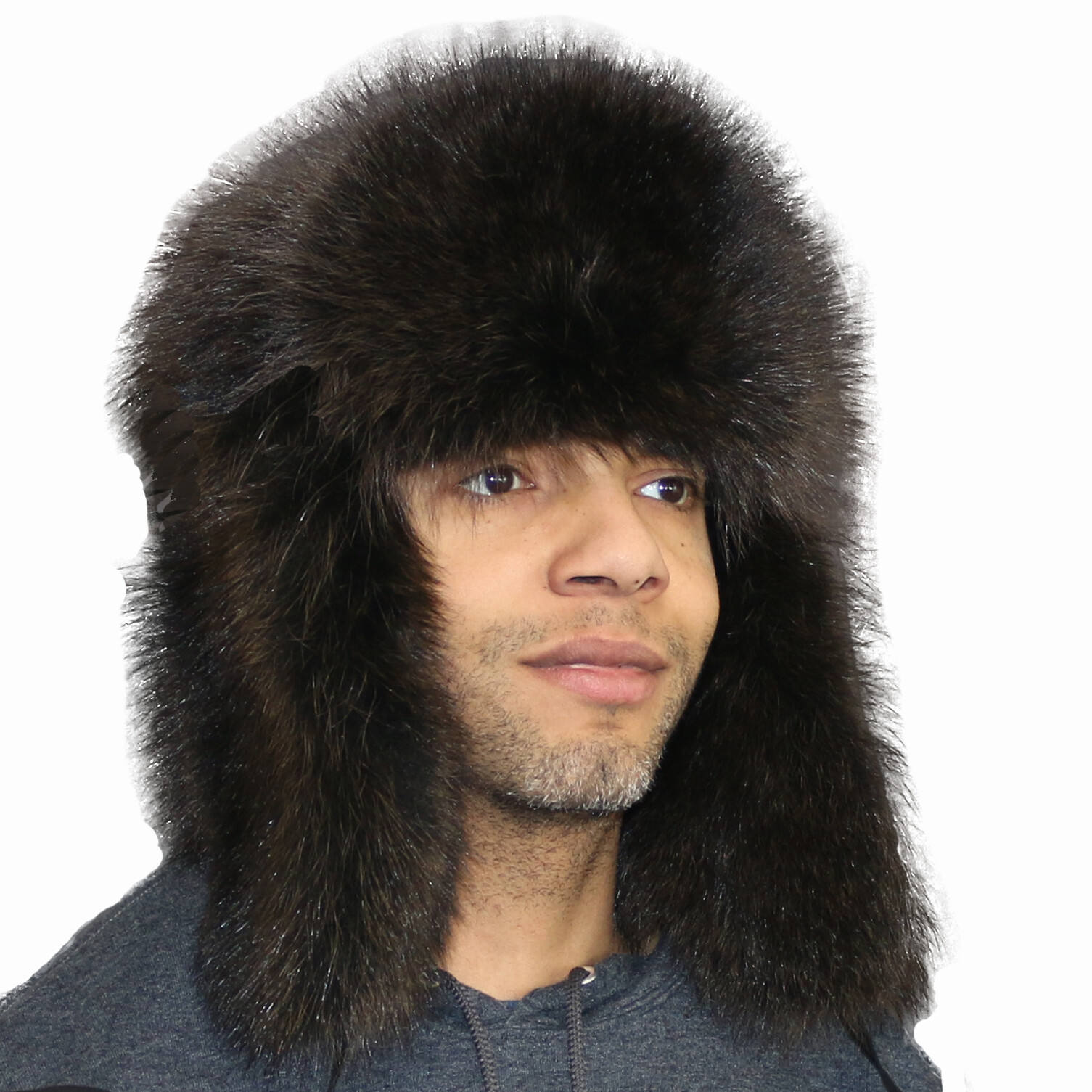 Glacier Wear Brown Dyed Raccoon Fur Russian Trooper Hat