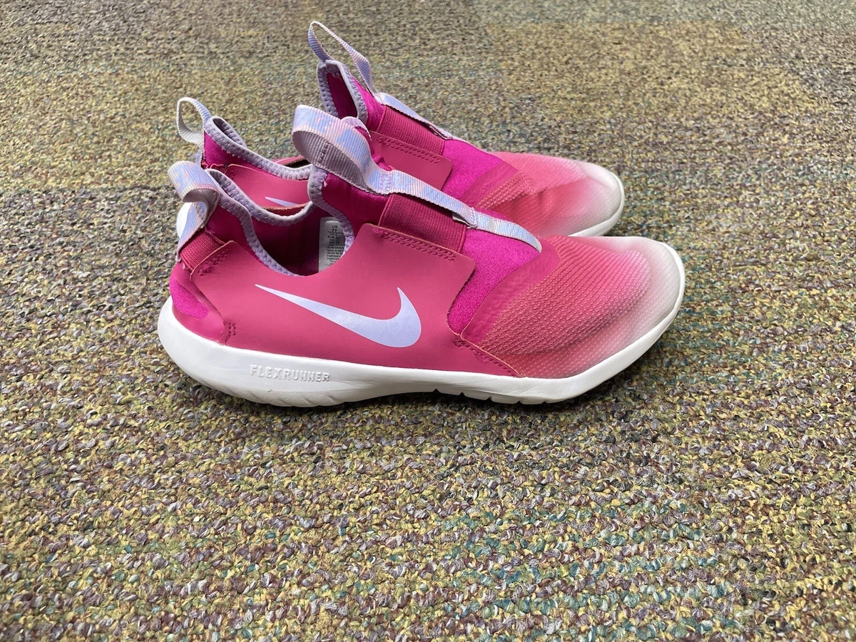 Nike Flex Runner Girl Size 7y (Women 8.5) Pink Activewear Slip On Running  Shoes