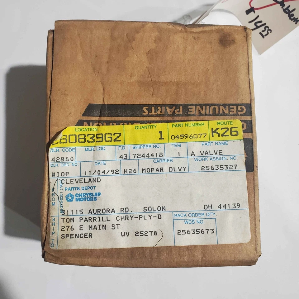 VÁLVULA DE EXPANSIÓN CHRYSLER AC ORIGINAL NUEVO STOCK ANTIGUO PIEZA FABRICANTE ORIGINAL 4596077 MOPAR Foto 2 de 4