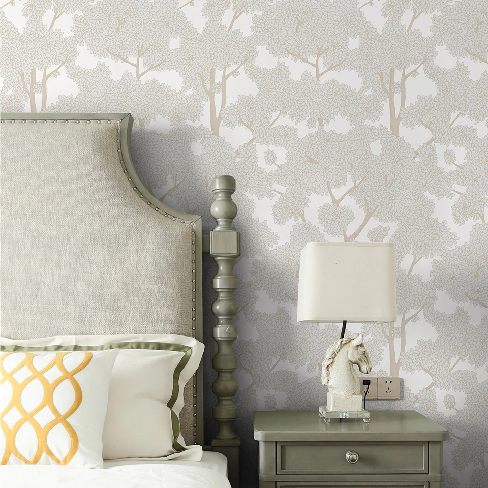 Papel pintado Jiffdiff Prosperity hojas grises y azules estilo nórdico pegatina pelable Foto 3 de 4