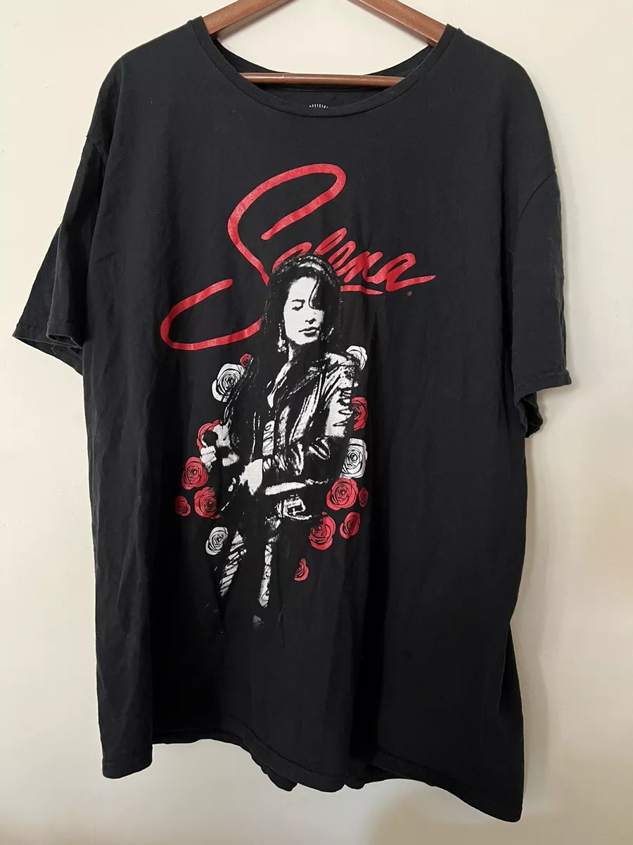 black t shirt with red roses