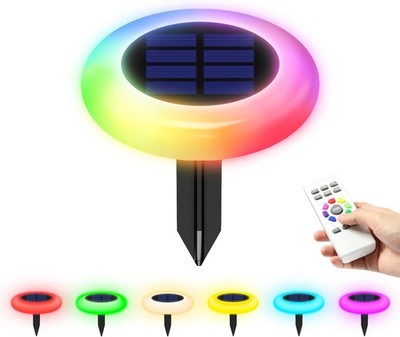 Solar Pathway Lights Outdoor, 6 Pack 9 Color Changing with Remote 