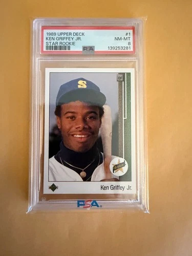 1989 Rookie Ken Griffey Jr Upper Deck Card #1 PSA 8