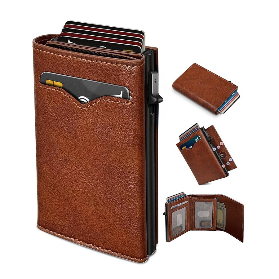 Mens RFID Blocking Pop Up Wallet Slim Card Holder ID Window Cash Pocket