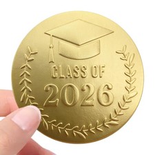 100 x Gold Foil Embossed Class of 2026 Stickers, 1.5 inch,