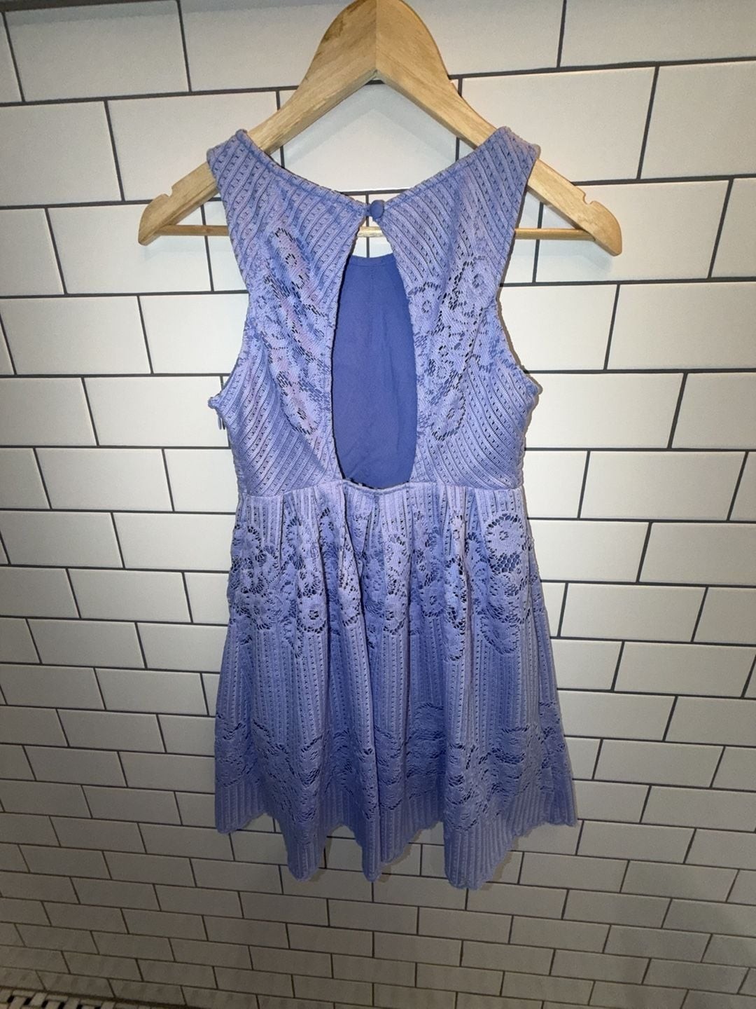Free People Rocco Periwinkle Blue Lace Mini A-Line Dress, photo 5