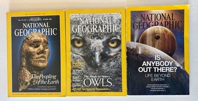 3 National Geographic Magazines Oct 1988, July 2014, December 2002